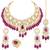 Synthetic stone & purple beads studded necklace earrings maangtikka