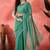 Sea green embellished banarasi saree with blouse piece