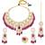 Synthetic stone & purple beads studded necklace earrings maangtikka