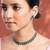 Women's silver toned green synthetic stone studded choker necklace stud