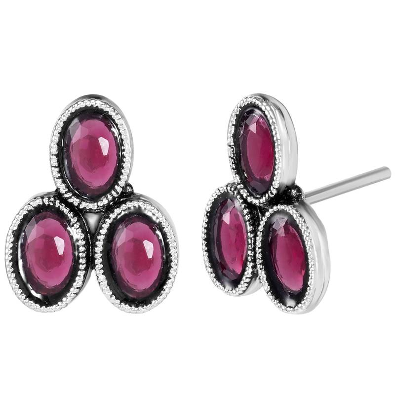 Women's silver toned rani pink synthetic stone studded choker necklace stud