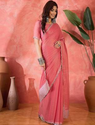 Pink embellished banarasi saree 2