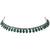 Women's silver toned green synthetic stone studded choker necklace stud