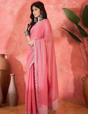 Pink embellished banarasi saree 3