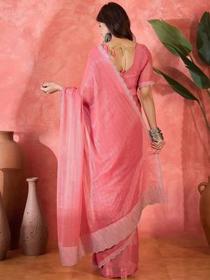 Pink embellished banarasi saree 4