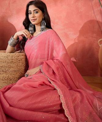 Pink embellished banarasi saree 5