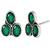 Women's silver toned green synthetic stone studded choker necklace stud