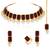 Maroon synthetic stone & pearl studded necklace earrings maangtikka