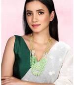 Mint color beads studded 5 layer necklace ethnic jewelry for women