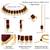 Maroon synthetic stone & pearl studded necklace earrings maangtikka