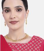 Gold plated choker necklace with drop earring traditional jewelry set