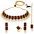 Maroon synthetic stone & pearl studded necklace earrings maangtikka