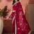 Red floral embroidered saree with blouse