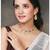 Women's pink synthetic stone cubic zirconia & beads studded necklace dangle