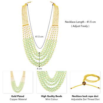 Mint color beads studded 5 layer necklace ethnic jewelry for women 4