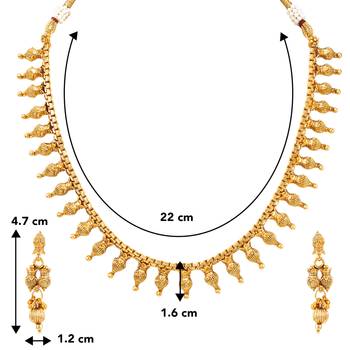 Gold plated choker necklace with drop earring traditional jewelry set 4