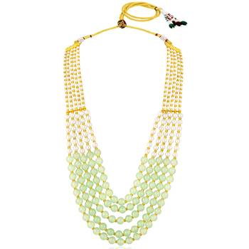 Mint color beads studded 5 layer necklace ethnic jewelry for women 5