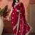 Red floral embroidered saree with blouse