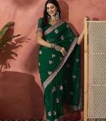 Green embroidered saree with blouse