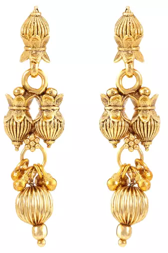 Gold plated choker necklace with drop earring traditional jewelry set
