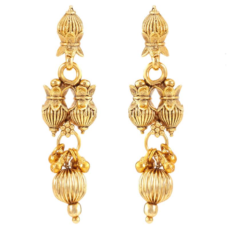 Gold plated choker necklace with drop earring traditional jewelry set