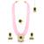 Gold plated pink & green kundan beads and synthetic stone studded