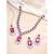 Silver plated rani pink cubic zirconia & synthetic stone studded