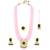 Gold plated pink & green kundan beads and synthetic stone studded