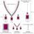 Silver plated rani pink cubic zirconia & synthetic stone studded