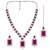Silver plated rani pink cubic zirconia & synthetic stone studded