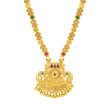 Long necklace earrings south maharani haar temple jewelry set for 3