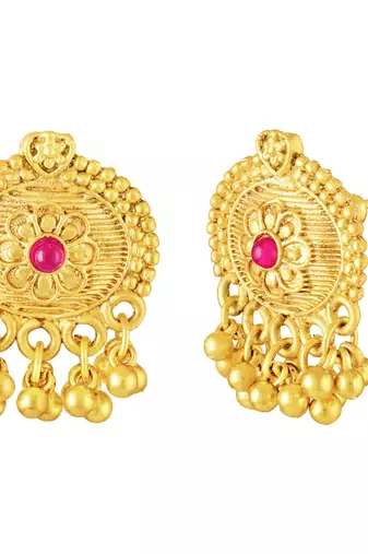 Long necklace earrings south maharani haar temple jewelry set for