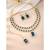 Necklace set blue crystal & cubic zirconia studded 2 layer earrings