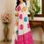 Cream embellished mirror work poly crepe designer saree