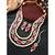 Gold plated rani pink & green kundan synthetic stone & beads studded