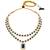Necklace set blue crystal & cubic zirconia studded 2 layer earrings