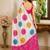 Cream embellished mirror work poly crepe designer saree