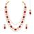 Gold plated rani pink & green kundan synthetic stone & beads studded