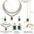 Necklace set blue crystal & cubic zirconia studded 2 layer earrings