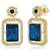 Necklace set blue crystal & cubic zirconia studded 2 layer earrings