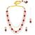 Gold plated rani pink & green kundan synthetic stone & beads studded