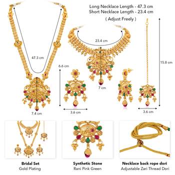 Synthetic stone studded south indian style jewelry set (multicolor 2) 4