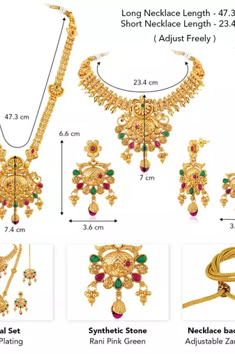 Synthetic stone studded south indian style jewelry set (multicolor 2)