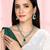 Silver plated green crystal & cubic zirconia studded necklace
