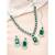 Silver plated green crystal & cubic zirconia studded necklace