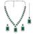 Silver plated green crystal & cubic zirconia studded necklace