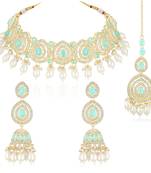 Necklace earrings & maangtikka set ethnic jewelry for women