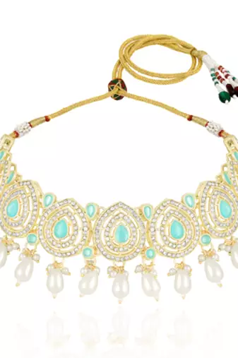 Necklace earrings & maangtikka set ethnic jewelry for women