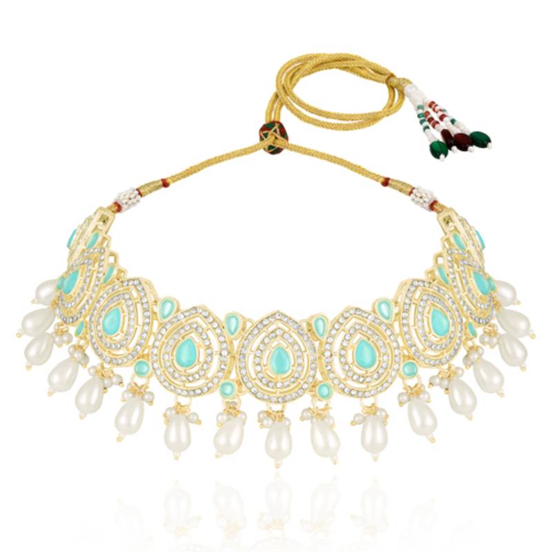 Necklace earrings & maangtikka set ethnic jewelry for women