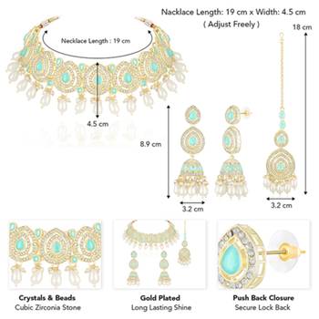 Necklace earrings & maangtikka set ethnic jewelry for women 4